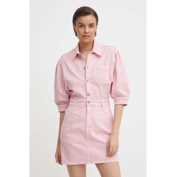 Pepe Jeans rochie GRACIE culoarea roz, mini, evazati, PL953518