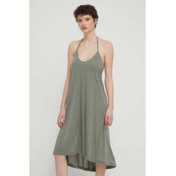 Roxy rochie din amestec de in culoarea verde, mini, drept, ERJX603390