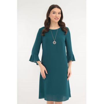 Rochie eleganta din voal turcoaz cu lantisor