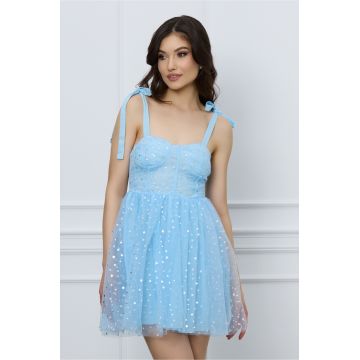 Rochie Doris bleu scurta cu stelute argintii