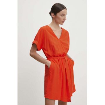 Answear Lab rochie din in culoarea portocaliu, mini, evazati