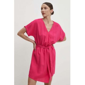 Answear Lab rochie din in culoarea roz, mini, evazati