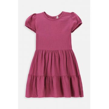 Coccodrillo rochie din bumbac pentru copii culoarea violet, mini, evazati