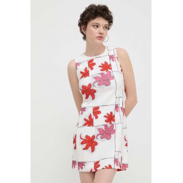 Desigual rochie HOUSTON culoarea alb, mini, drept, 24SWVW01