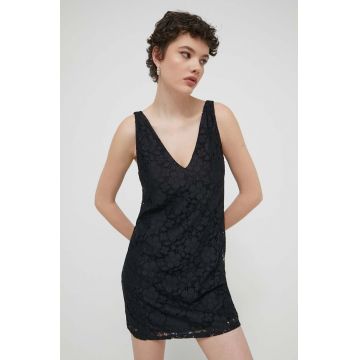 Desigual rochie LACE culoarea negru, mini, drept, 24SWVW48