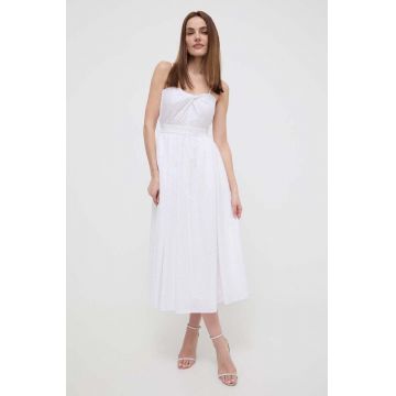 Karl Lagerfeld rochie culoarea alb, midi, evazati