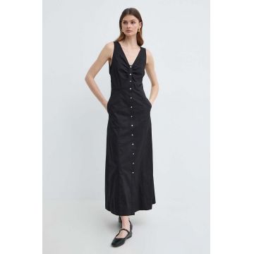 Karl Lagerfeld rochie din bumbac culoarea negru, maxi, evazati