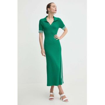 Miss Sixty rochie RJ5120 KNIT DRESS culoarea verde, maxi, mulata, 6L1RJ5120000