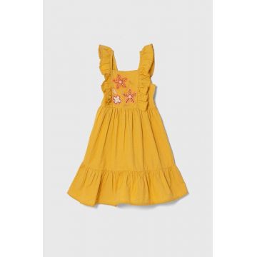 zippy rochie cu amestec de in pentru copii culoarea galben, mini, evazati