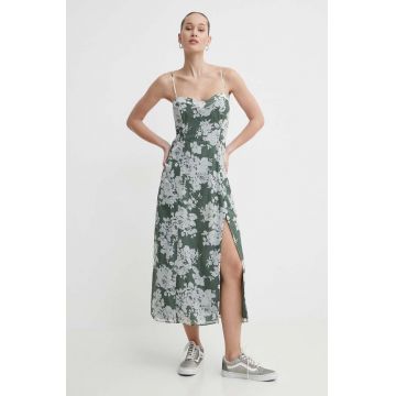 Abercrombie & Fitch rochie culoarea verde, midi, evazati