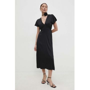 Answear Lab rochie culoarea negru, midi, evazati