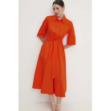 Answear Lab rochie din bumbac culoarea portocaliu, midi, evazati