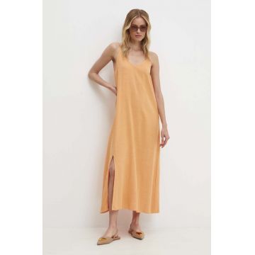 Answear Lab rochie din in culoarea portocaliu, maxi, evazati