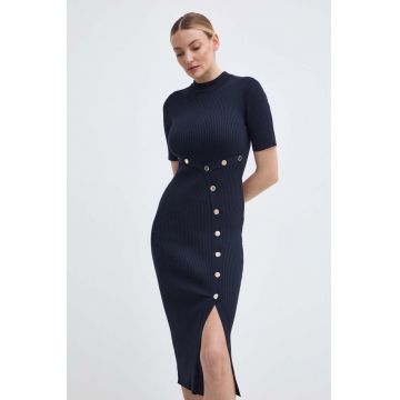Morgan rochie RMATT culoarea bleumarin, midi, mulată, RMATT