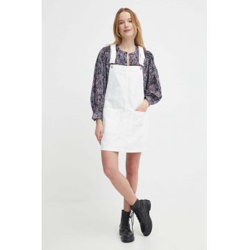 Pepe Jeans rochie jeans VESTA ANGLAISE culoarea alb, mini, evazati, PL953519