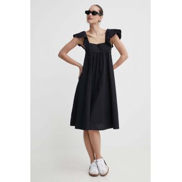 Protest rochie din bumbac Prtarabba culoarea negru, mini, evazati, 2611943