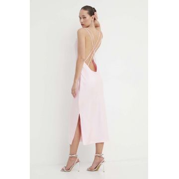 Rotate rochie culoarea roz, midi, mulată, 112297345