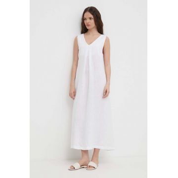 United Colors of Benetton rochie din in culoarea alb, maxi, evazati