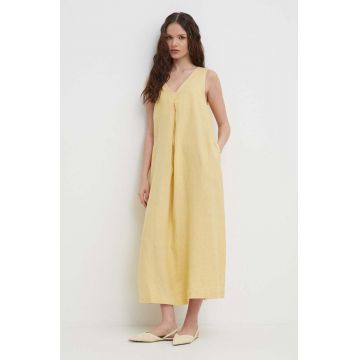 United Colors of Benetton rochie din in culoarea galben, maxi, evazati