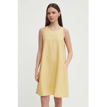 United Colors of Benetton rochie din in culoarea galben, mini, drept