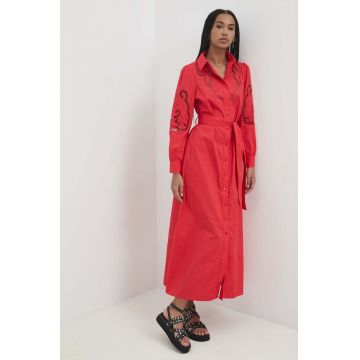 Answear Lab rochie din bumbac culoarea rosu, maxi, evazati