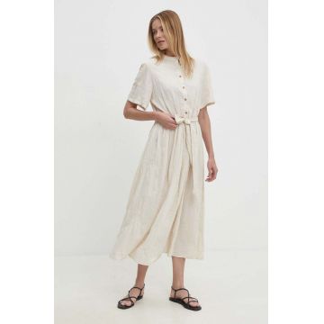Answear Lab rochie din in culoarea bej, maxi, evazată