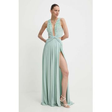 Elisabetta Franchi rochie culoarea verde, maxi, evazati, AB62142E2