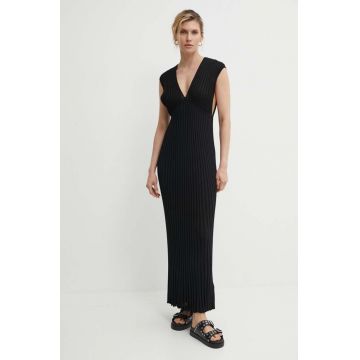 Gestuz rochie culoarea negru, maxi, mulata, 10909076