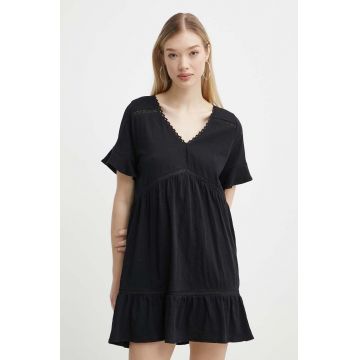 Protest rochie din bumbac Prtthirza culoarea negru, mini, evazati, 1612843