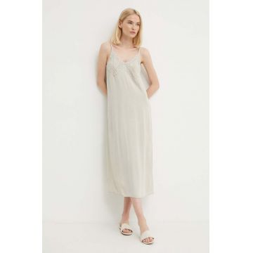 Sisley rochie culoarea bej, maxi, drept