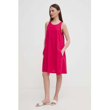 United Colors of Benetton rochie din in culoarea roz, mini, drept