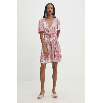 Answear Lab rochie culoarea roz, mini, evazată