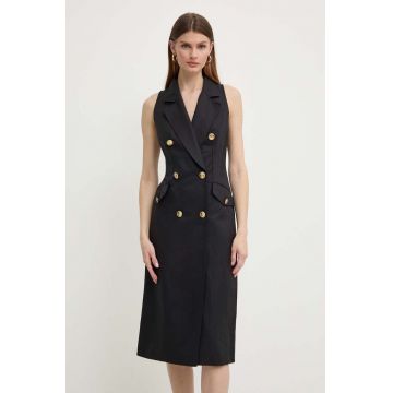 Luisa Spagnoli rochie din amestec de in PINACOLO culoarea negru, mini, evazati, 540842