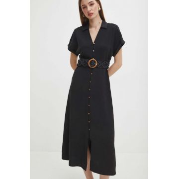 Medicine rochie culoarea negru, midi, evazati