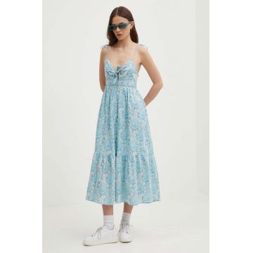 Pepe Jeans rochie din bumbac MALLORY PRINT midi, evazati, PL953533