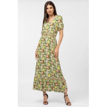 Rochie lunga din vascoza, cu imprimeu floral