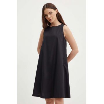 United Colors of Benetton rochie din bumbac culoarea negru, mini, evazati