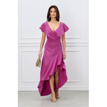 Rochie DY Fashion magenta cu lungime asimetrica