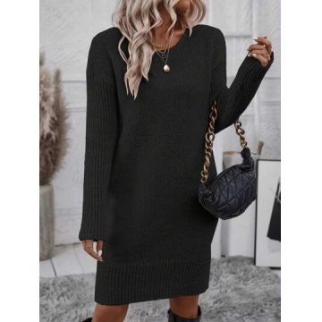 Rochie mini din tricot, negru, dama