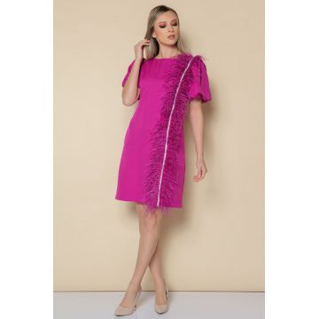 Rochie cu pene fucsia