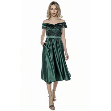 Rochie eleganta din tafta cu broderie aplicata