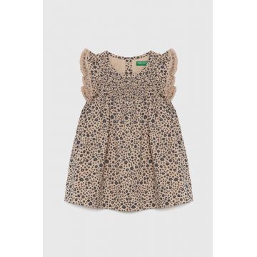 United Colors of Benetton rochie fete culoarea bej, mini, evazati