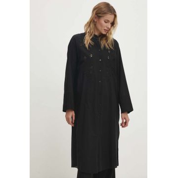 Answear Lab rochie din bumbac culoarea negru, midi, oversize