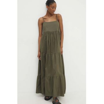 Answear Lab rochie din bumbac culoarea verde, maxi, evazati