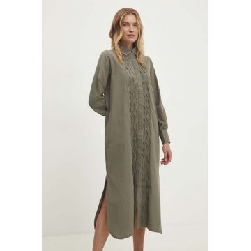 Answear Lab rochie din bumbac culoarea verde, midi, oversize