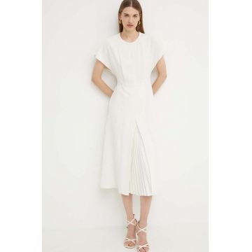 BOSS rochie culoarea bej, midi, evazati, 50518861