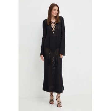 Luisa Spagnoli rochie din in RUNWAY COLLECTION culoarea negru, maxi, drept, 58359
