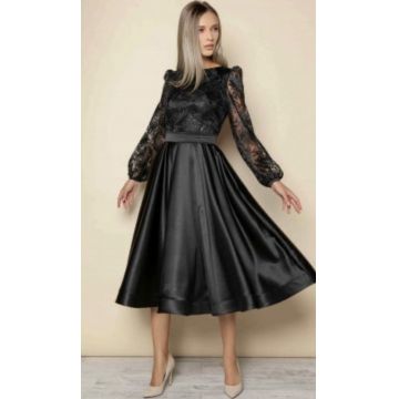 Rochie eleganta din tafta cu slit pe picior si buzunare laterale