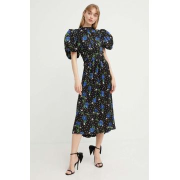 Rotate rochie culoarea negru, midi, evazati