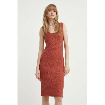 Tiger Of Sweden rochie din amestec de in Liia. culoarea portocaliu, midi, drept, S72196001